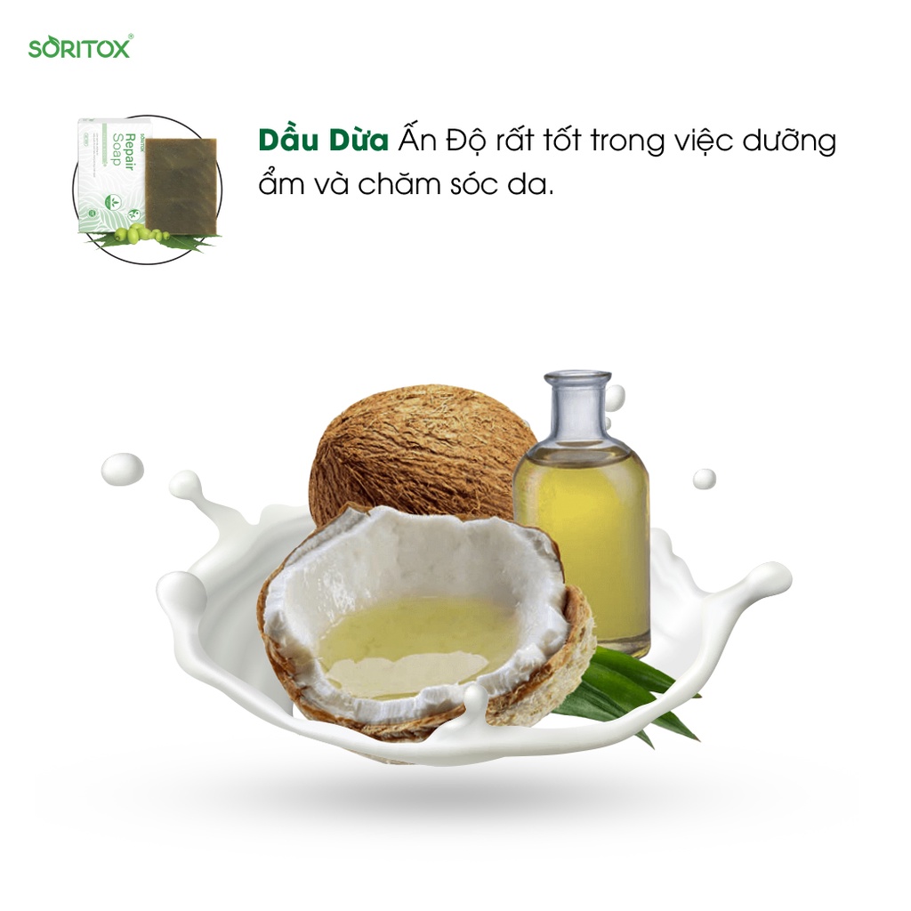 Xà bông thảo mộc chăm sóc da Vảy nến, Viêm da, Mờ thâm, Sạch mụn, Sáng da với tinh chất lá Neem - SORITOX SOAP 130GR
