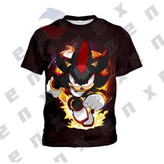 * ENX * Shadow the Hedgehog Sonic Áo thun trẻ em màu đen mùa hè bé trai hoạt hình hàng đầu Áo sơ mi trẻ em 3-13 tuổi