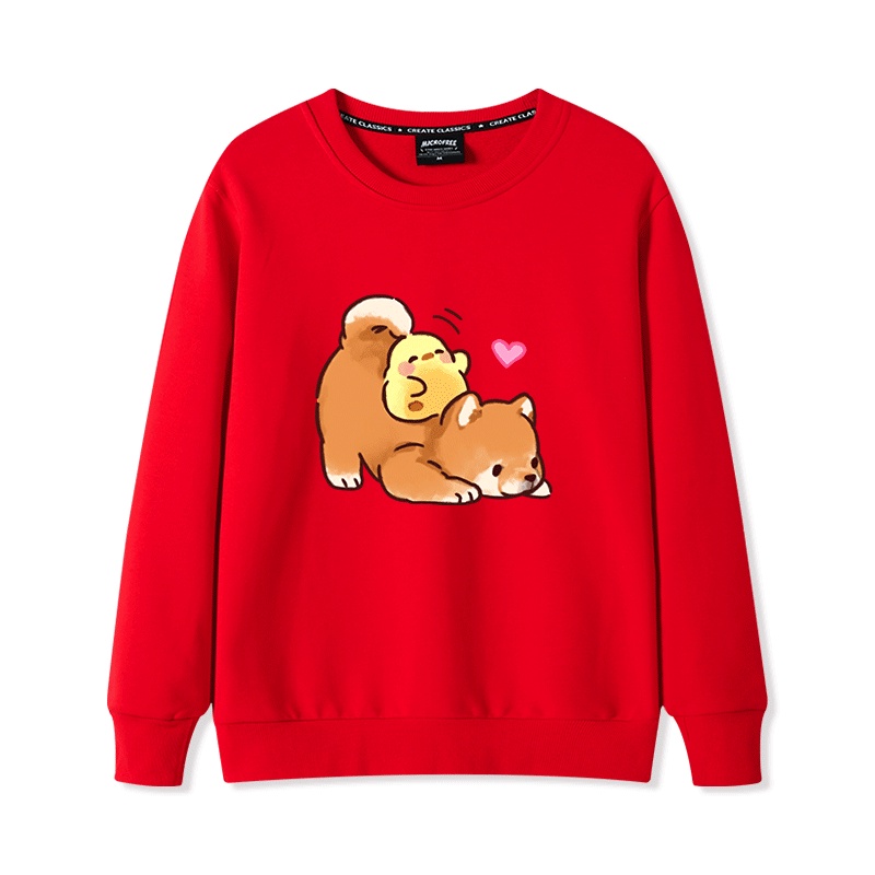 Áo Sweater Nữ HappyFamily In Hình Chú Chó Con Và Bé Vịt Xinh Xắn Chất Cotton 100 Cao Cấp
