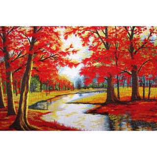 Tranh Dán Tường Hàng cây 3D Cao Cấp thiết kế đẹp, tranh in vải lụa kim sa