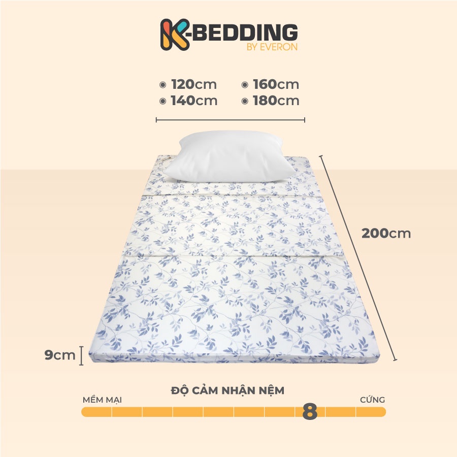Ảnh Nệm Bông Ép Gấp 3 K-Bedding By Everon MTP lớp vải tencel thoáng mát, nệm cứng cao 9cm, bảo hành 5 năm, màu ngẫu nhiên 4