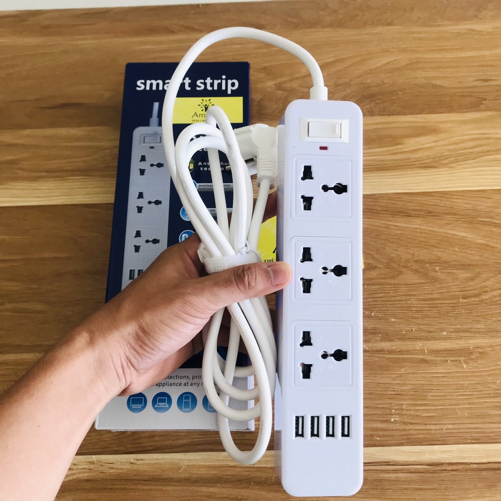 Ảnh Ổ Cắm Điện Đa Năng JW301 Có 4 Cổng USB Sạc Tối Đa 12W và Ổ Điện Chịu Tải 2500W Dây Dài 2M Chọn Màu Chính Hãng Amalife 4