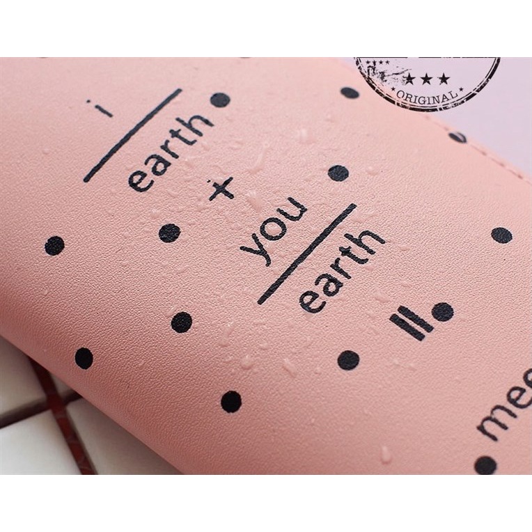 Hộp đựng bút, túi đựng bút da khóa kéo I earth + You earth = Meet KT21*9cm