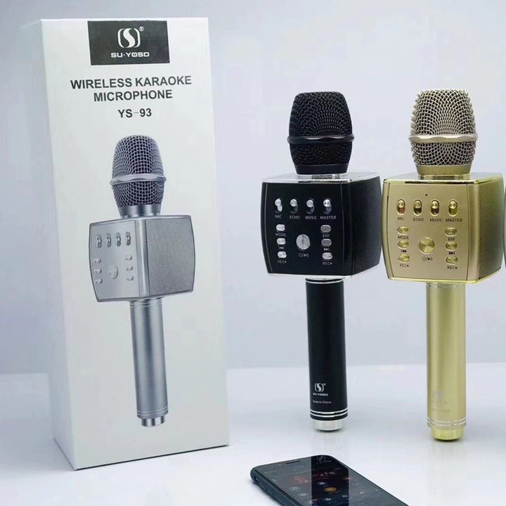 Mic karaoke YS95 cao cấp Micro Bluetooth YS95 tích hợp loa bass không dây chính hãng siêu hay