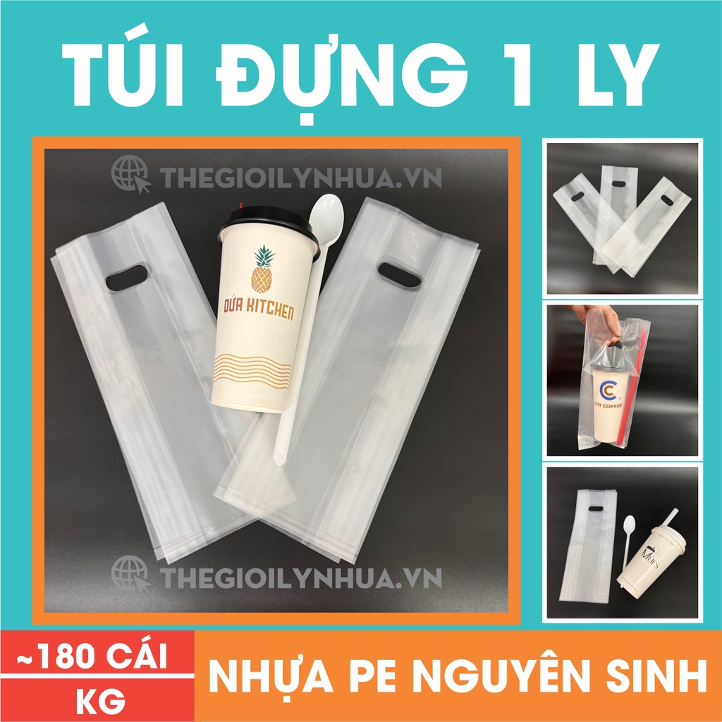 1Kg túi đựng ly trà sữa, túi đựng ly cà phê, túi đựng 1 ly, túi đơn ...