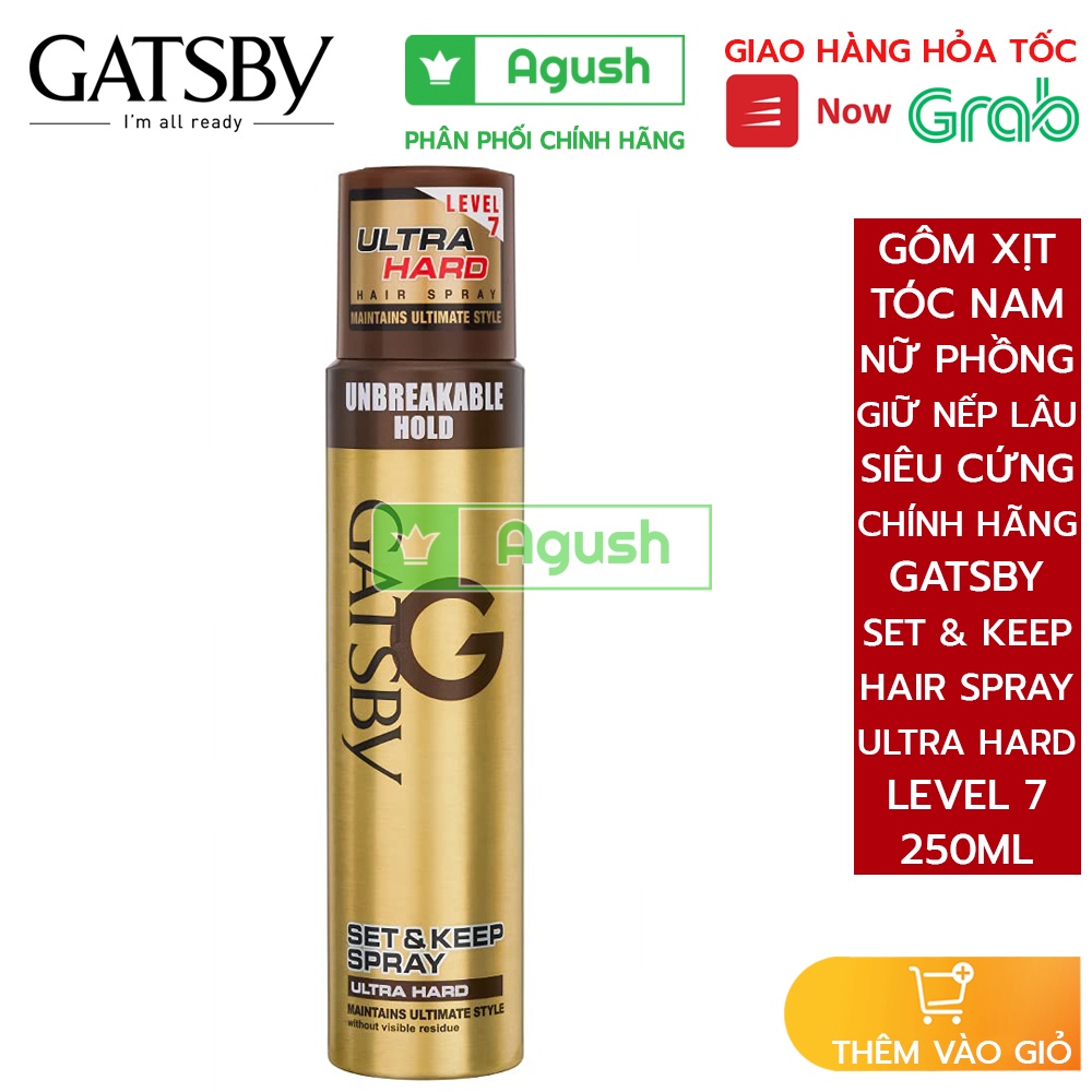 Gôm xịt tóc nam nữ giữ nếp lâu siêu cứng chính hãng nhật bản Gatsby Hair Spray Ultra Hard chai 250ml phồng bóng giá rẻ