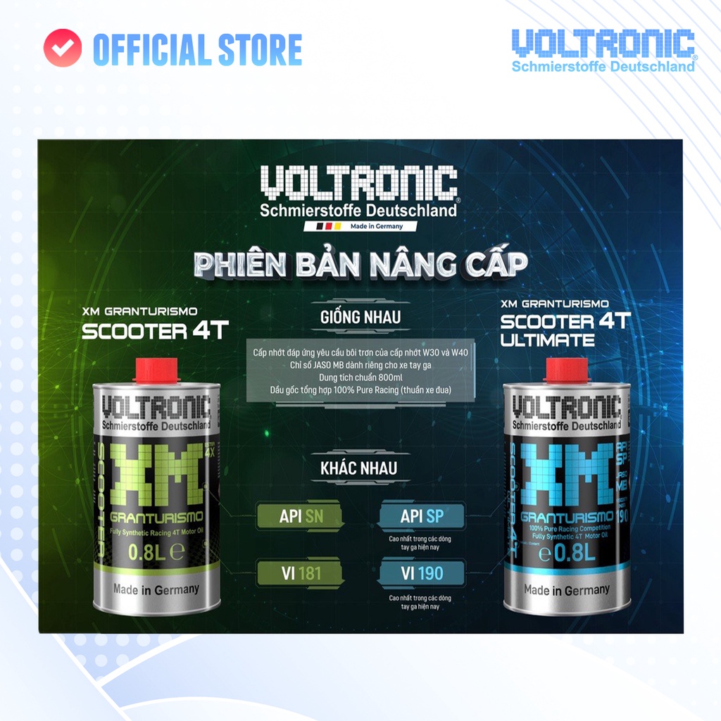 Ảnh Nhớt nhập khẩu biến thiên tay ga cao cấp từ đức VOLTRONIC xm scooter ultimate 0.8l 3