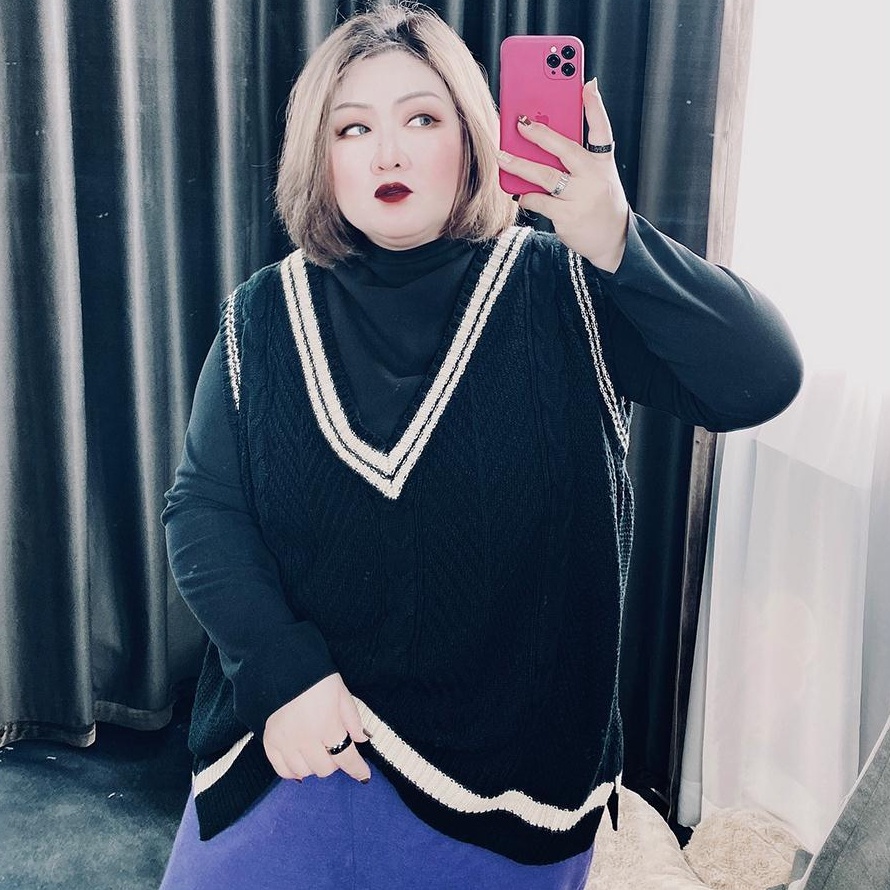 Áo dệt kim nữ Plus Size dáng rộng Skinny không tay đan