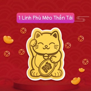 Linh Phù Mèo Thần Tài Mạ Vàng Chiêu Tài Chiêu Lộc May Mắn Bình An