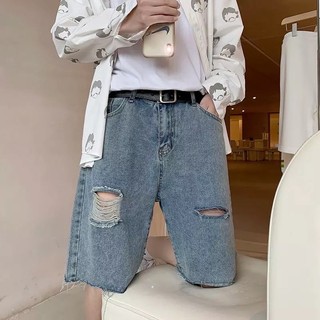 Quần Short Jeans Ống Rộng Xé Rách Năng Động, Quần Bò Lửng Thời Trang Unisex, Đùi Ngắn Style Hàn Quốc(kèm ảnh Thật)