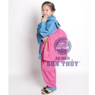 Áo Mưa Bộ Cho Bé Sơn Thủy Có Phần Lưng Che Cặp - Áo mưa trẻ em Hàng Chính Hãng CAO Cấp