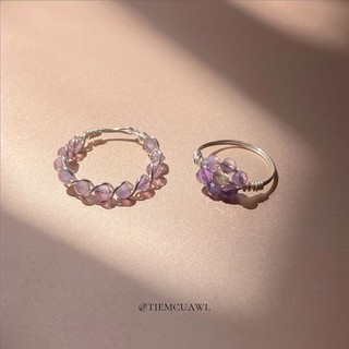 [Tiệm của Wi] Nhẫn đá năng lượng, đá thạch anh Amethyst - Thạch anh Tím tự nhiên