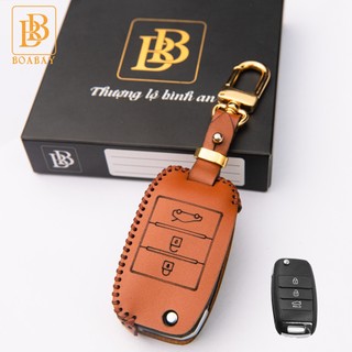 Bao Da Chìa Khóa ô Tô KIA Cerato, Rondo, Rio, K3 (điện gập 3 nút) Da Bò thật hàng cao cấp bảo hành 2 năm