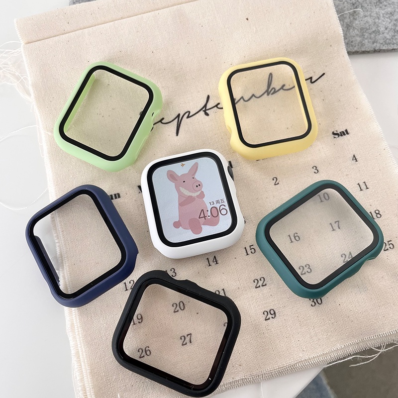 Kính + Vỏ Cho Apple Watch 46MM 49MM 45mm 41mm 44mm 40mm Ốp Lưng Cường Lực Bảo Vệ Màn Hình Iwatch Series 11 10 8 9 Ultra 2 7 6 SE 5 4 3 2