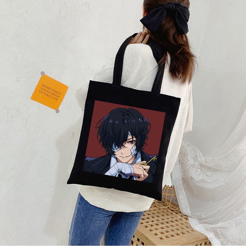 Túi Xách Canvas Cỡ Lớn In Họa Tiết Hoạt Hình Bungou Stray Dogs Osamu Dazai Nhật Bản Dễ Thương Cho Nữ