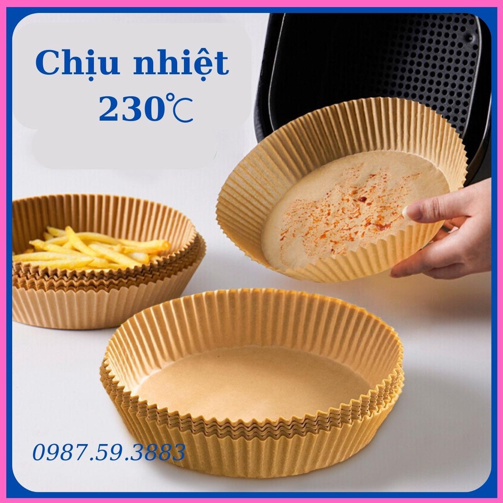 Set 50 Giấy Nến Vàng Giấy Lót Nồi Chiên Không Dầu Hình Khuôn Bánh