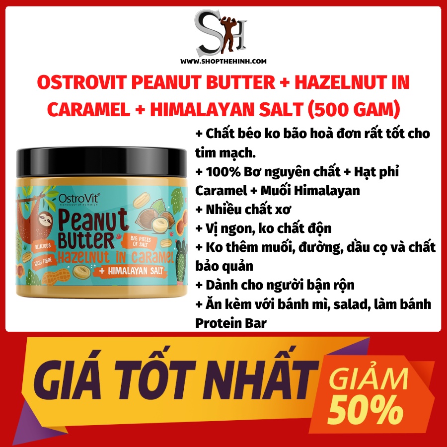 Ostrovit Peanut Butter + Hazelnut In Caramel + Himalayan Salt (500g