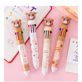 Bút Gel Bi Bấm Nhiều Màu Cute Hình Gấu Văn Phòng Phẩm Dễ Thương VPB15