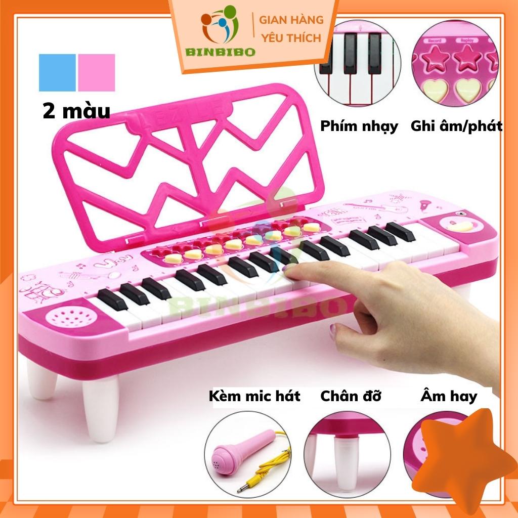 Đàn piano cho bé kèm mic đồ chơi có nhạc Có sẵn 3 pin AA tặng kèm - Binbibo