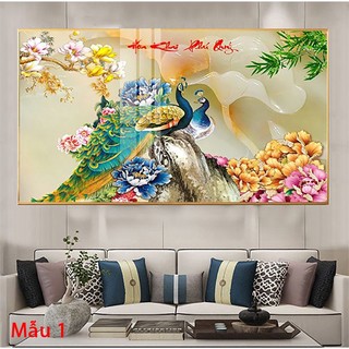 Tranh Treo Tường Hoa Khai Phú Quý - Tranh Treo Phòng Khách Laminate Tráng Gương