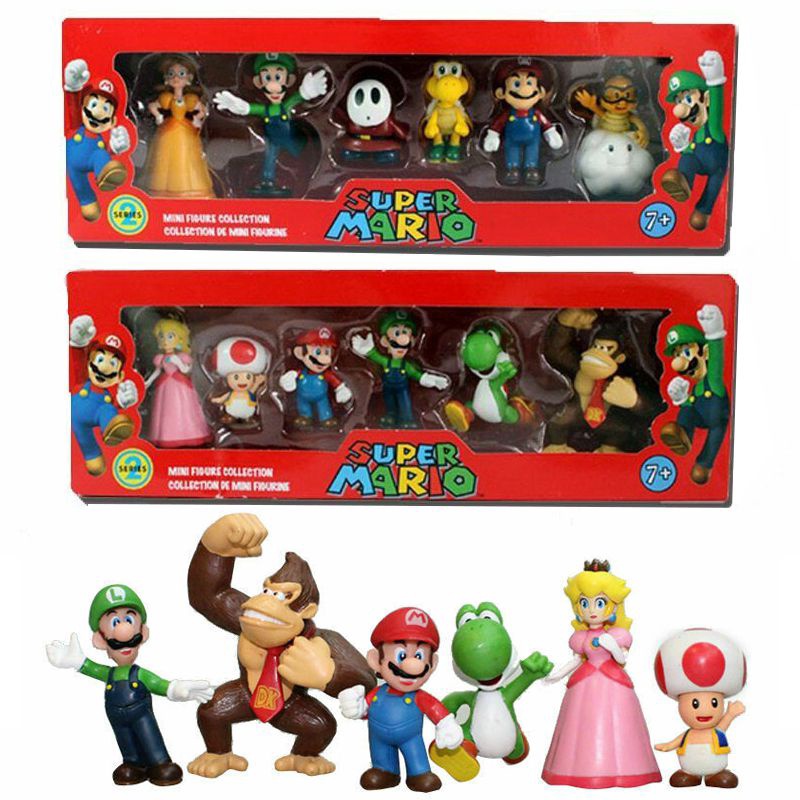 6 Chiếc Super Mario Bros.4 Series Trò Chơi Nhân Vật Hành Động Búp Bê Đồ Chơi Bánh Topper Xmas