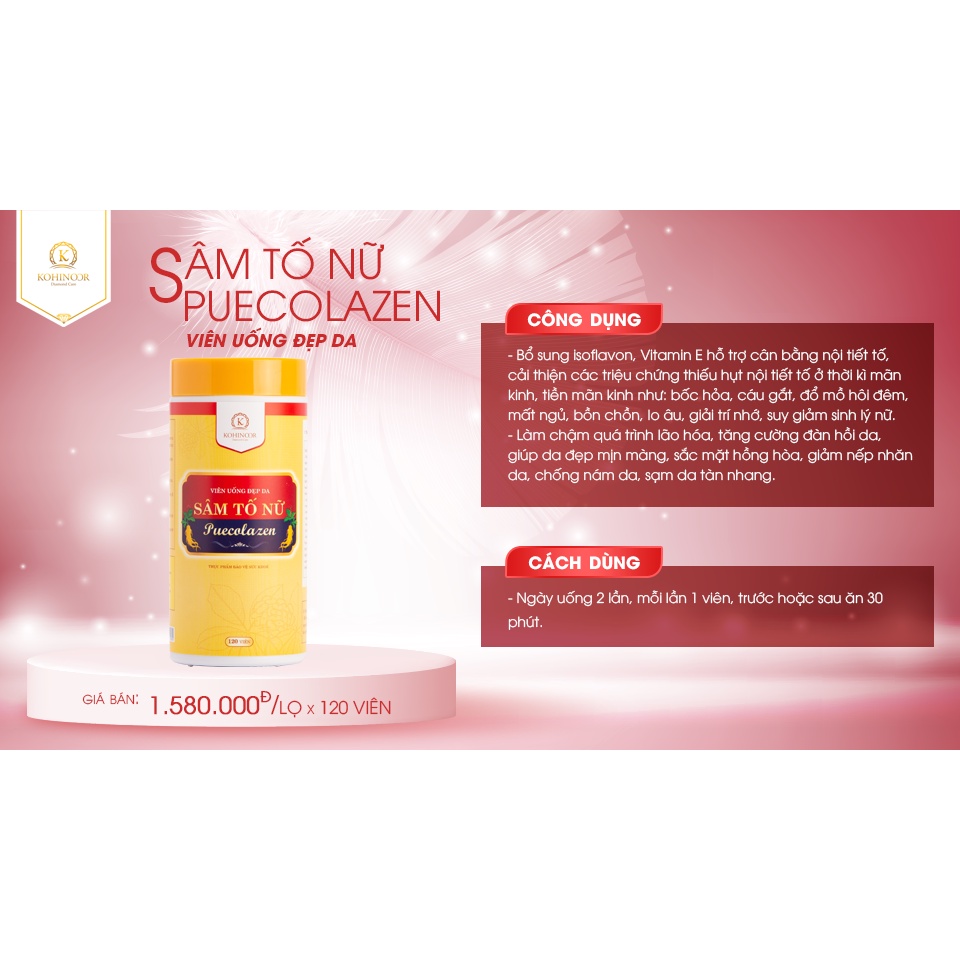 Ảnh Viên uống đẹp da Sâm Tố Nữ Puecolazen Kohinoor 120 viên 4