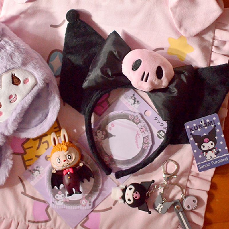 Dễ Thương Kuromi Tai Đầu Sang Trọng Băng Đô Quấn Tóc Dự Tiệc Cô Gái Kawaii Trang Phục Cosplay