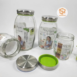 Lọ Thuỷ Tinh JYTG Nắp Inox Dáng Chum Đựng Hạt, Ngũ Cốc, Gia Vị…. Cam Homeware