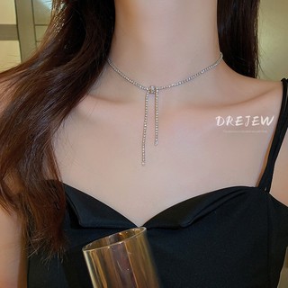 DREJEW Dây chuyền đeo cổ mặt hình nơ đính ngọc trai thời trang Hàn Quốc