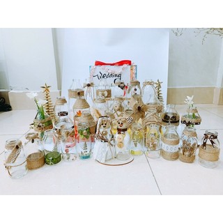 Lọ / Bình Thủy Tinh Decor NEOP - Trang Trí Dây Gai/Vải Bố/Ren Vintage - Dùng Cắm Hoa - Trồng Cây Thủy Sinh - Trang Trí