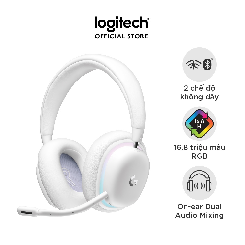 Tai nghe gaming không dây Logitech G735 Aurora – Bluetooth & Lightspeed, RGB, PC, Mac, sạc USB-C