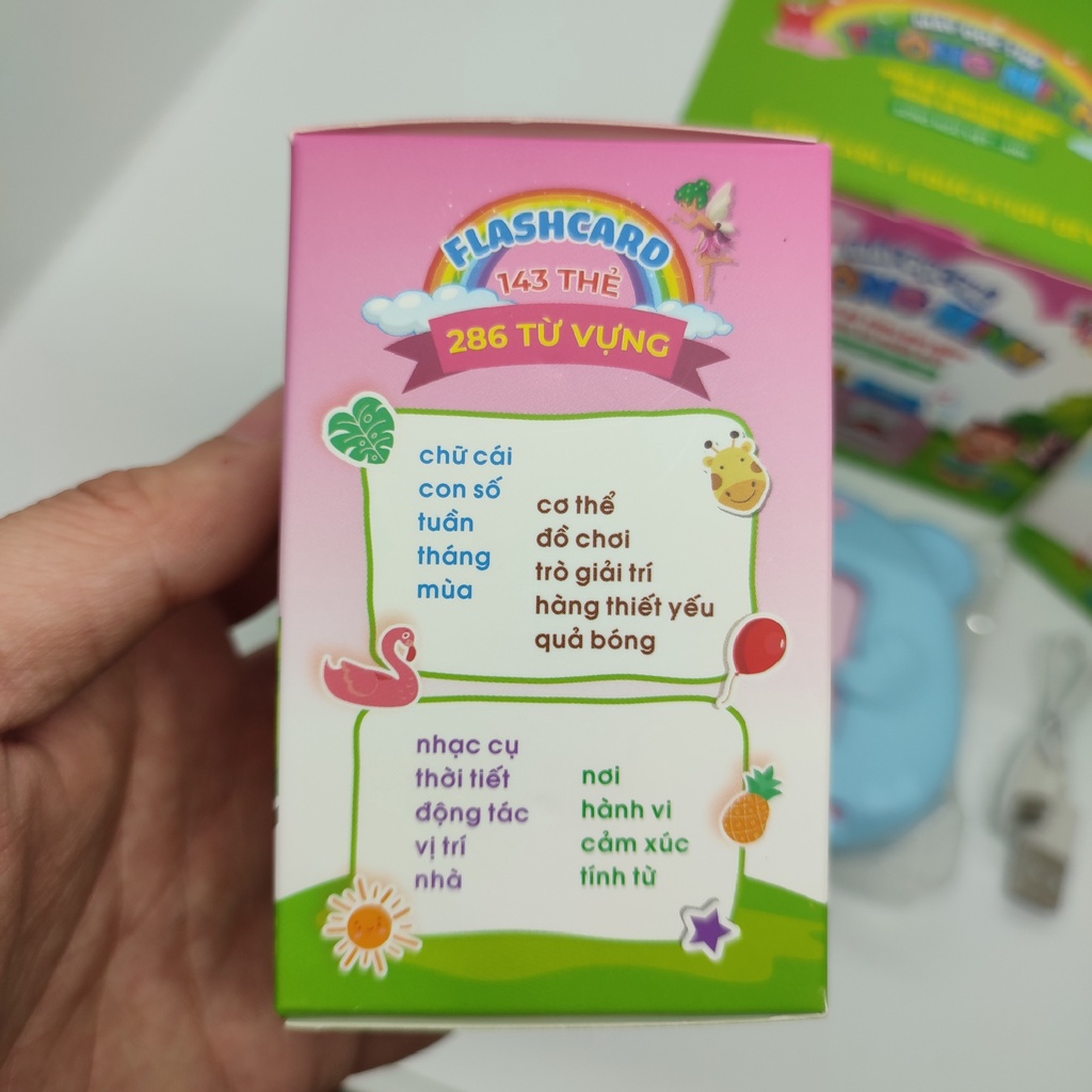 Máy đọc thẻ song ngữ tiếng Anh Việt cho bé update bản 510 từ vựng Binbibo