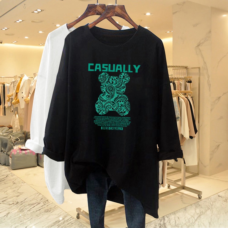 Áo Tay Dài Nữ HappyFamily Graphic Gấu Xinh Xắn Đáng Yêu CASUALLY Chất Cotton 100 Cao Cấp