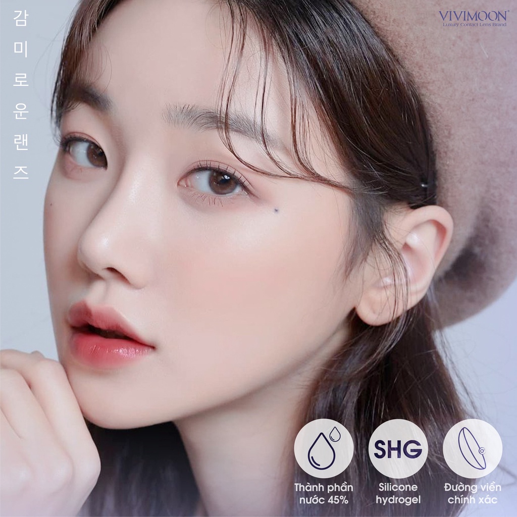 Ảnh Lens cận VIVIMOON cho mắt thở màu nâu tự nhiên Honey Choco Giá 1 đôi 2