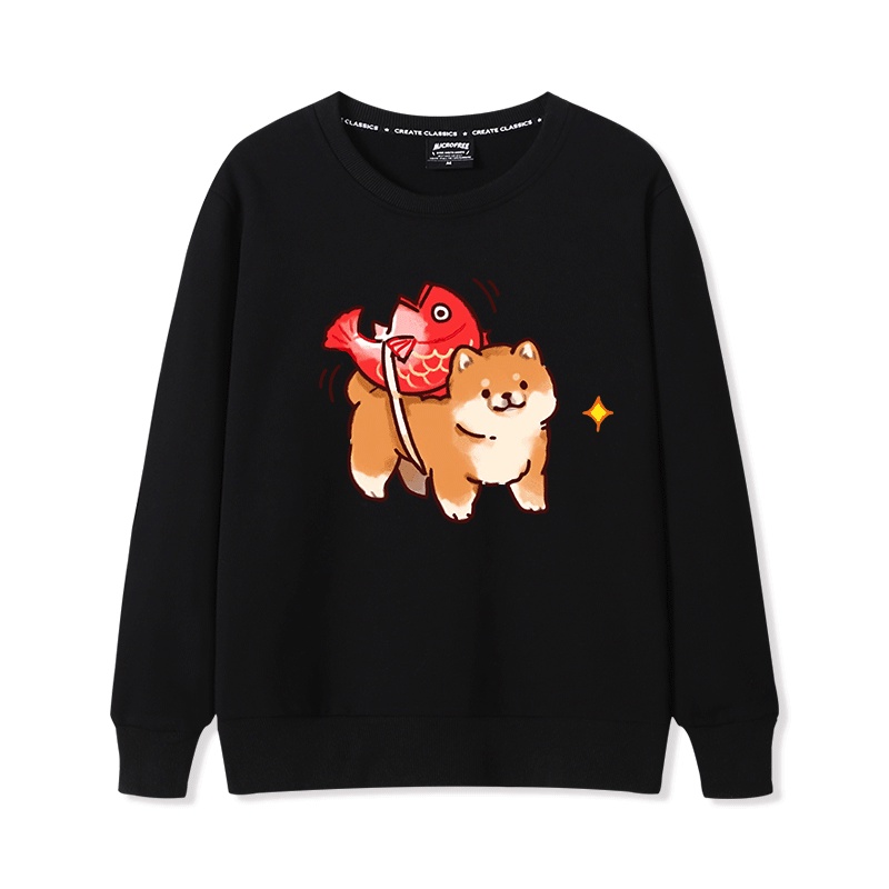 Áo Sweater Nữ HappyFamily In Hình Chú Chó & Con Cá Đáng Yêu Chất Cotton 100 Cao Cấp
