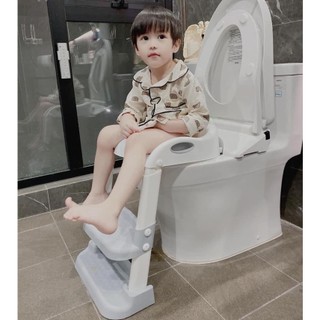 Thang bô Honper 2 bậc gấp gọn, Thang bô vệ sinh có lót thu nhỏ ngồi bồn cầu và tay vịn cho bé