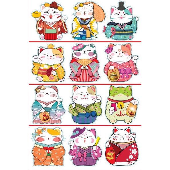 Set 12 Lì Xì Chibi Nhật Bản May Mắn Bao Lì Xì Tết Đẹp Cute Thần Tài Bản To Cao Cấp Độc Lạ ESHOP