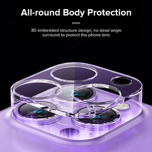 Trong Suốt Full Cover Camera Kính Cường Lực Tương Thích Cho iPhone 17ProMax 17Air 16 15 14 13 12 11 Kính Bảo Vệ Ống Kính Phim