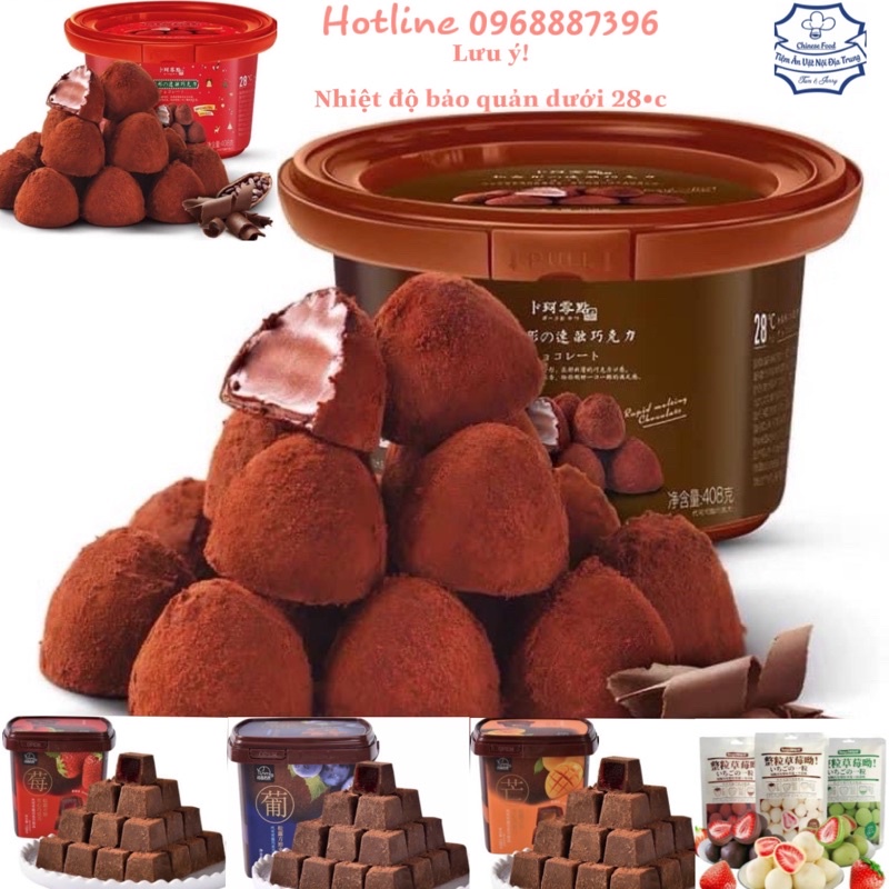 Nama socola tươi 408g ,chocolate xô 80 viên - tan chảy vị hoa quả 158g
