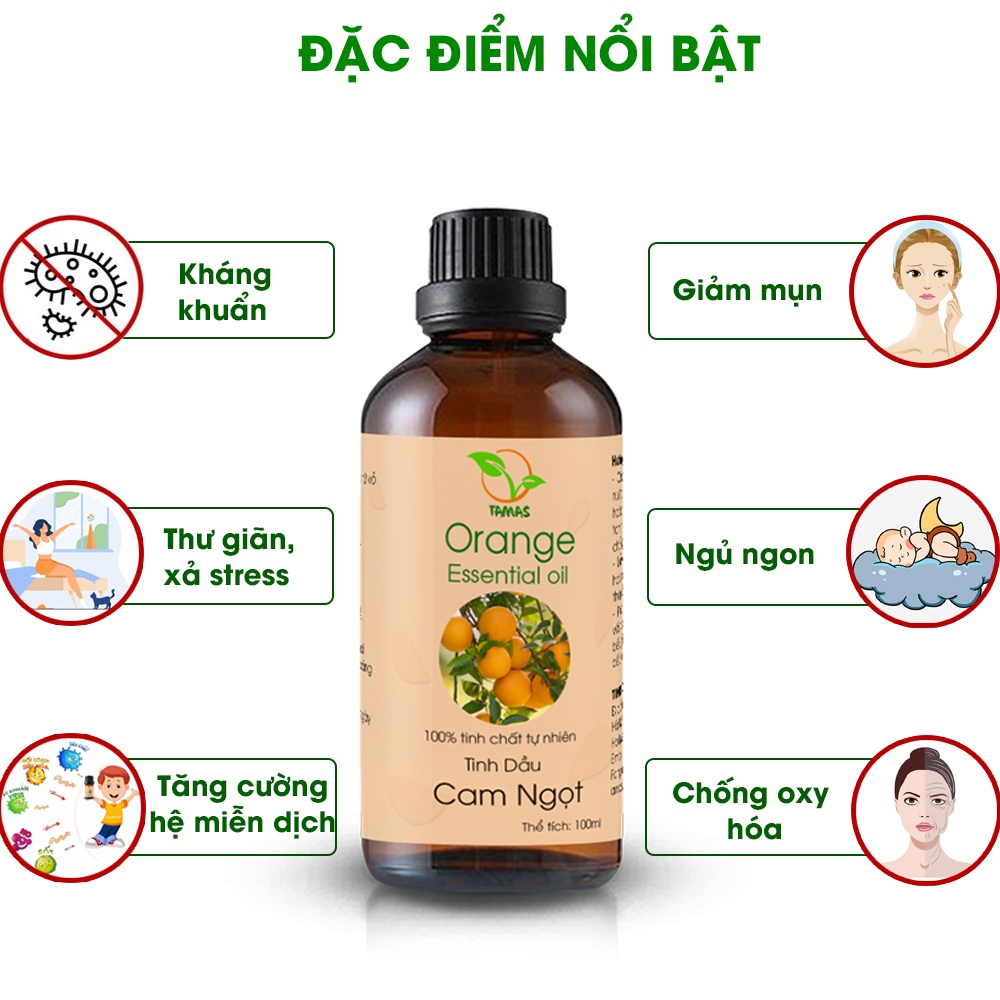 Ảnh Tinh dầu nguyên chất xông phòng đuổi muỗi TAMAS 100ml mùi tự chọn : Sả chanh, Quế, Cam, Bạc hà, Tràm gió, Oải hương,... 3