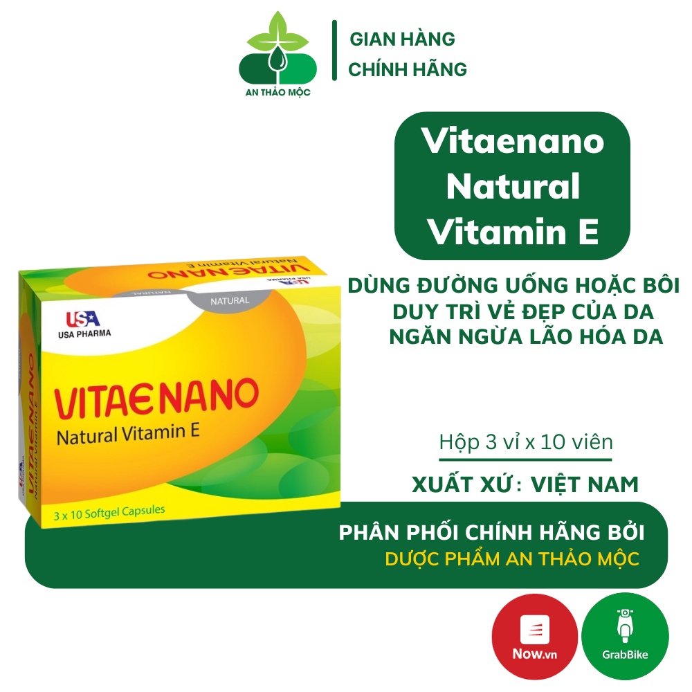 Viên uống  Mediusa Vitaenano Natural Vitamin E bổ sung uống và bôi giúp da sáng mịn ngăn ngừa lão hóa