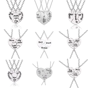 Set 3 Vòng cổ Tình Bạn Mặt Trái Tim Khắc Chữ Best Friend Sister Thời Trang Best Friend Heart Pendant Necklace Adjustable Choker Jewelry Sets Geometry Couple Gift Party Jewelry Accessories Gift