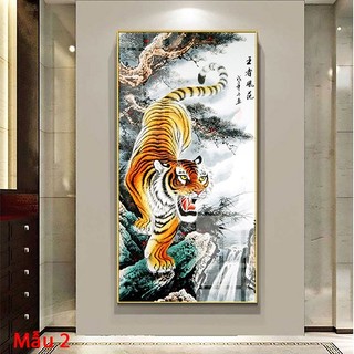 Tranh Treo Tường Mãnh Hổ Hạ Sơn - Tranh Treo Phòng Khách, Phòng Ngủ Laminate Tráng Gương
