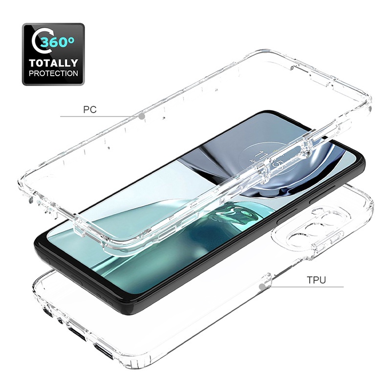 Dành Cho Motorola Moto G62 G82 G52 G42 G32 G22 G51 G60 G30 G20 G10 5G Hai Lớp Lai Chống Trầy Xước Màu Chống Sốc Toàn Thân Vỏ Trong Suốt