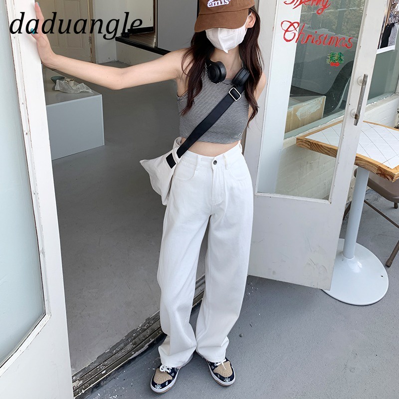 Ảnh Quần jean Daduhey lưng cao dáng rộng màu trơn thời trang phong cách Hàn Quốc cho nữ 4