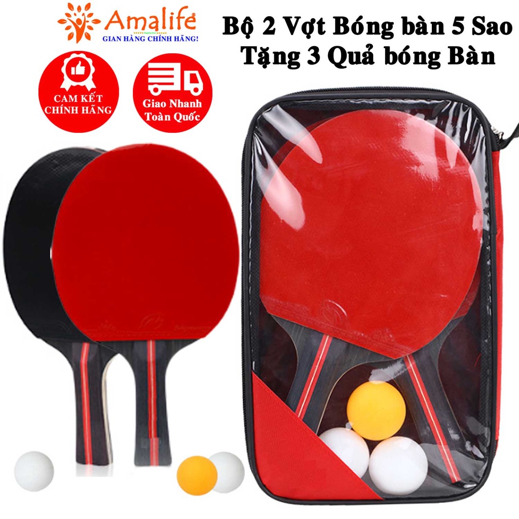 Ảnh Bộ 2 Vợt Bóng Bàn 5 Sao Tặng 3 Quả Bóng Bàn Chính Hãng Amalife – Bộ Bóng Bàn Kèm 3 Quả Bóng 3 Sao Chuẩn Quốc Tế 1