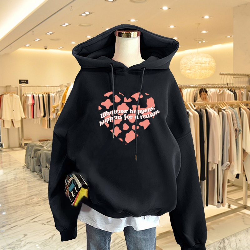 Áo Hoodie Nữ HappyFamily Màu Xanh Rêu Hot Trend In Hình Trái Tim Ấm Áp Xinh Xắn Chất Nỉ Da Cá 100 Cao Cấp
