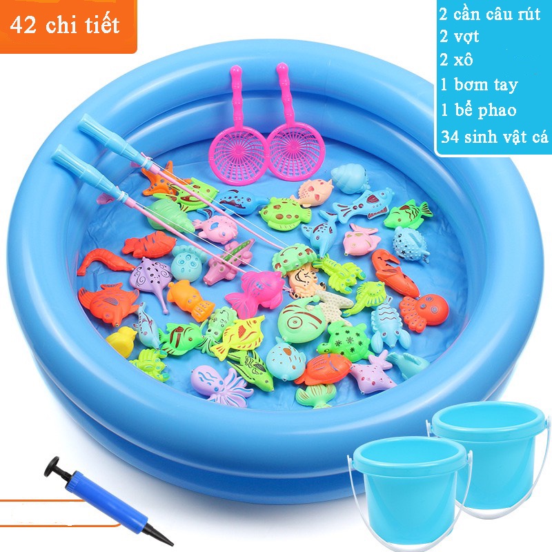 Product image Bộ đồ chơi câu cá cho bé 42 chi tiết có gắn nam châm bao gồm cần câu nhựa, bể phao 2 tầng cho trẻ thỏa thích vui ch 3