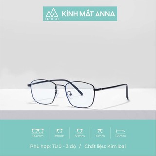 Kính mắt thời trang nam nữ ANNA dáng vuông nhựa kết hợp kim loại 8818