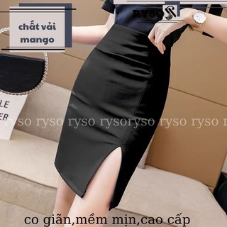 Chân Váy Công Sở Chữ A Xẻ Tà Trước Chất Mango Cao Cấp Siêu Thanh Lịch Nhẹ Nhàng Cho Nữ CV02 RYSO